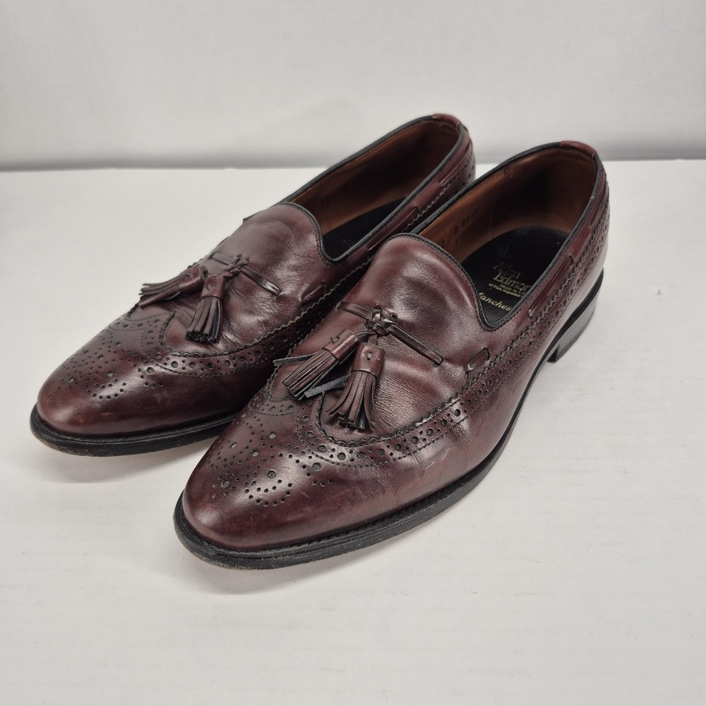 ALLEN EDMONDS Manchester 8537 Burgundy Leather WingTip Tassel Loafer Size 10